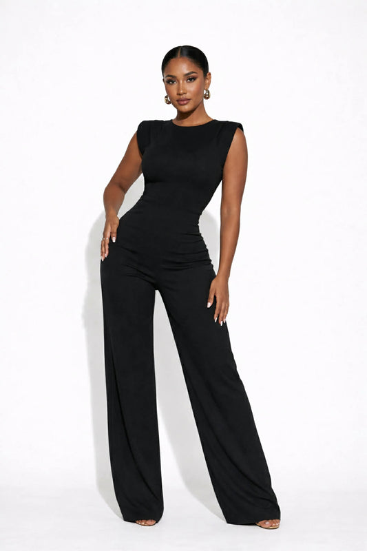 Black Flare Leg Jumpsuit