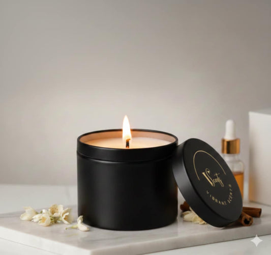 Premium Matte Black Tin Candle 8oz